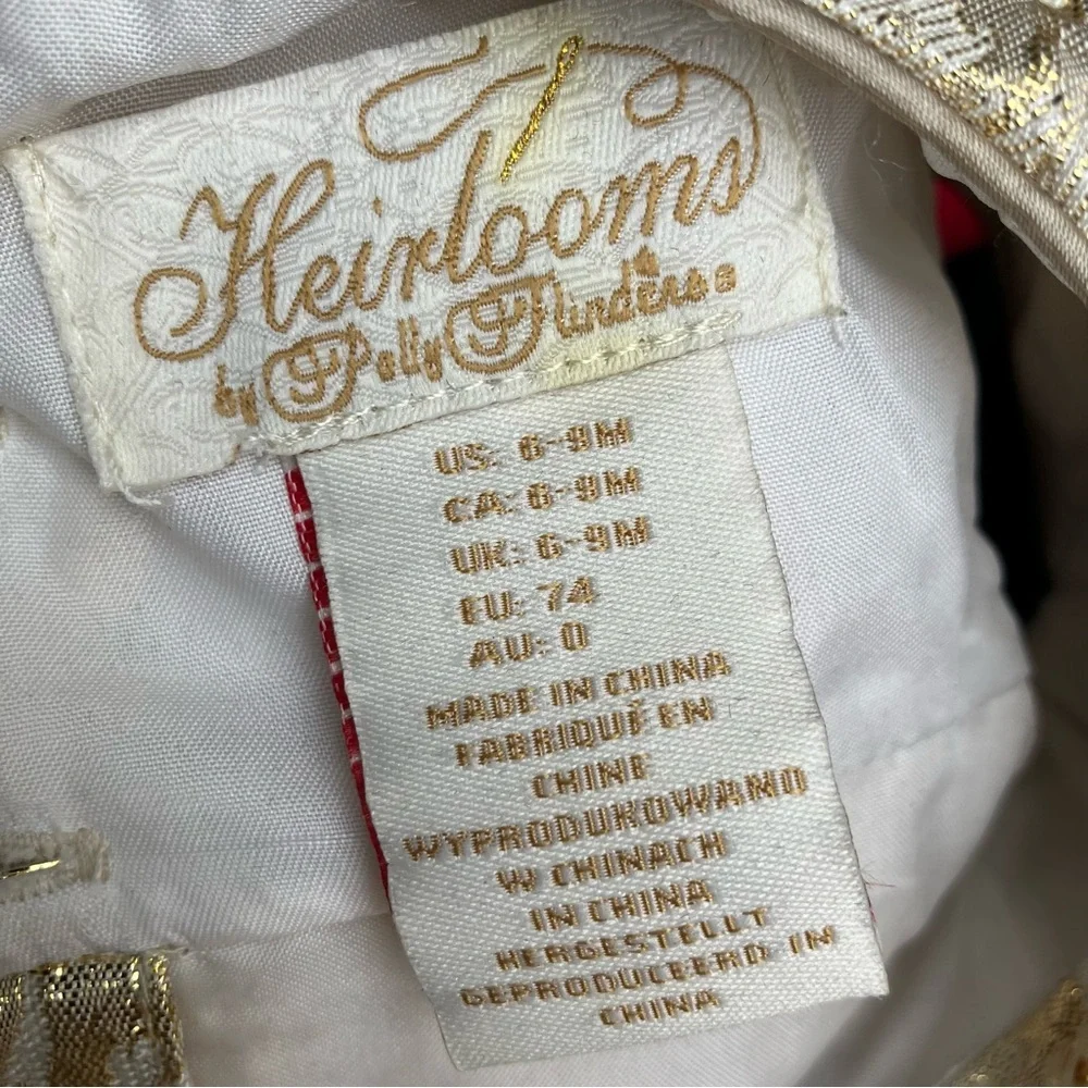 EUC Heirloom Polly‎ Finders Gold Rose Brocade Dress 6-9 Mo Holiday Festive